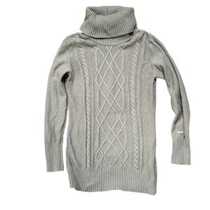 Cabelas Gray Chunky Cable Knit Turtleneck Sweater Size Large